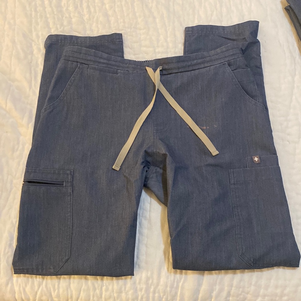 Figs Yola Skinny Scrub Pants - Heather Denim